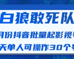 白狼敢死队最新抖音短视频批量起影视号（一天单人可操作30个号）视频课程-易得个人分享