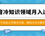 抖音冷知识领域月入过万项目，不适宜公开解决方案 ，抖音赚钱方式大解析！-易得个人分享