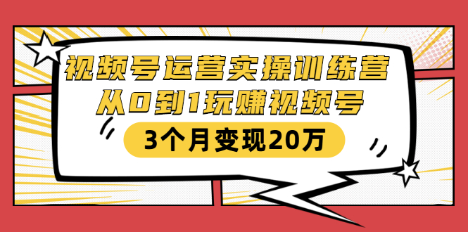视频号运营实操训练营：从0到1玩赚视频号，3个月变现20万-易得个人分享