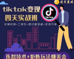 tiktok变现四天实战班,连怼技术+矩阵玩法赚美金!价值998元-易得个人分享