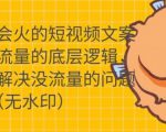 只说话就会火的短视频文案课,从根本上解决没流量的问题-易得个人分享