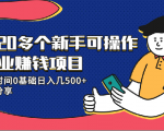 20多个新手可操作的副业赚钱项目：业余时间0基础日入几500+实操分享-易得个人分享