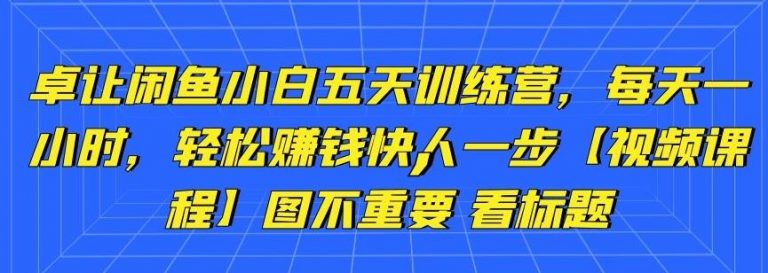 卓让闲鱼小白五天训练营，每天一小时，轻松赚钱快人一步-易得个人分享
