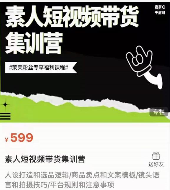 夜草与千里马素人短视频带货集训营,薛辉团队价值599-易得个人分享