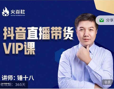 锤十八-抖音直播带货VIP课，专注直播带货有效盈利模式-易得个人分享