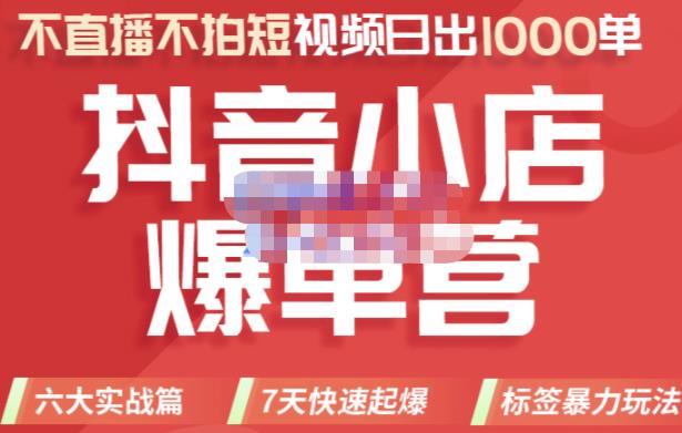 推易电商·2022年抖音小店爆单营,不直播、不拍短视频、日出1000单,暴力玩法-易得个人分享