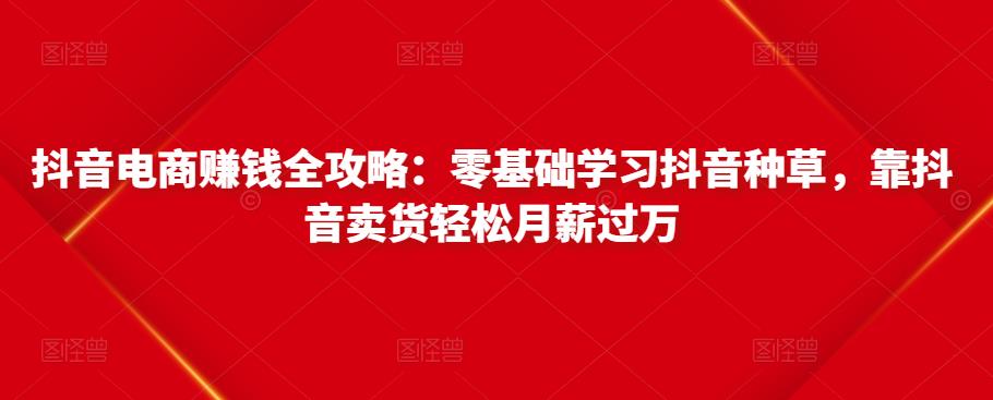 抖音电商赚钱全攻略：零基础学习抖音种草，靠抖音卖货轻松月薪过万-易得个人分享