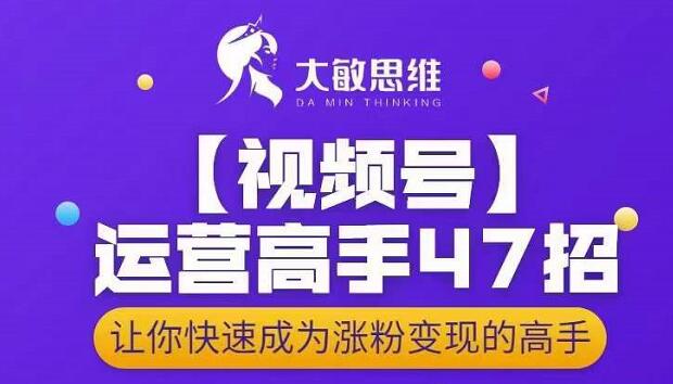 大敏思维-视频号运营高手47招，让你快速成为涨粉变现高手-易得个人分享
