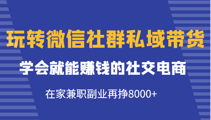 玩转微信社群私域带货，学会就能赚钱的社交电商，在家兼职副业再挣8000+-易得个人分享