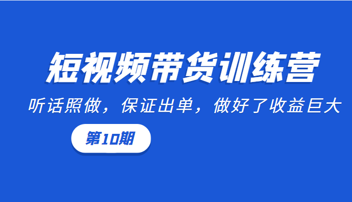 短视频带货训练营：听话照做，保证出单，做好了收益巨大（第10期）-易得个人分享