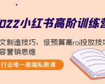 2022小红书高阶训练营：爆文制造技巧，低预算高roi投放技巧，内容营销思维-易得个人分享