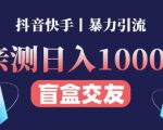 日收益1000+的交友盲盒副业丨有手就行的抖音快手暴力引流-易得个人分享