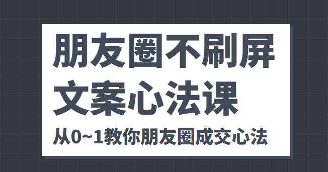 朋友圈不刷屏文案心法课 人人都要懂的商业逻辑 从0~1教你朋友圈成交心法-易得个人分享