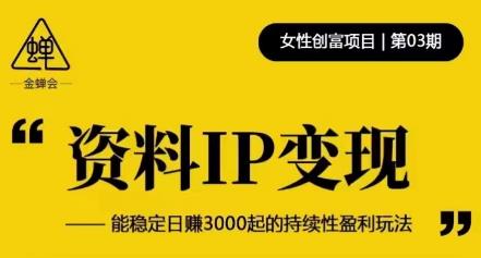 资料IP变现，能稳定日赚3000起的持续性盈利玩法-易得个人分享