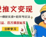 小说推文训练营:引流技巧+爆款实操+矩阵号玩法,百倍效益、百万播放秘笈-易得个人分享