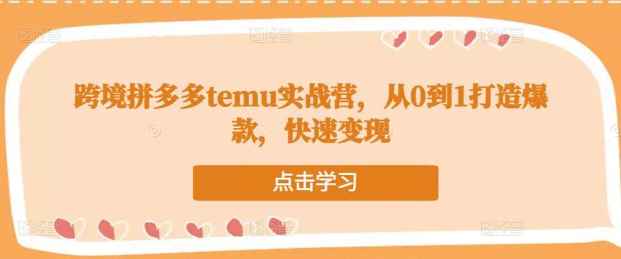 跨境拼多多temu实战营，从0到1打造爆款，快速变现-易得个人分享