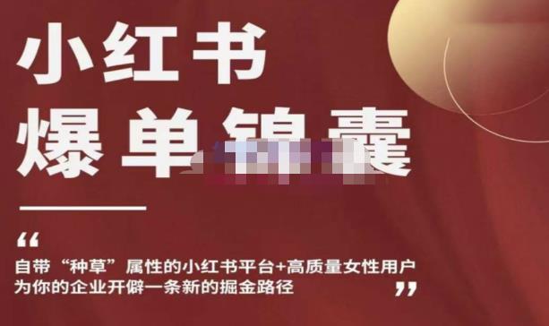 小红书爆单锦囊，自带种草属性+高质量女性用户，为你的企业开辟一条新的掘金路径-易得个人分享