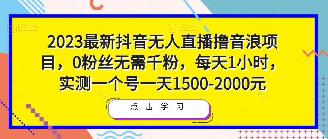 2023最新抖音无人直播撸音浪项目，0粉丝无需千粉，每天1小时，实测一个号一天1500-2000元-易得个人分享