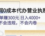 高利润0成本代办营业执照项目：一单赚300元日入4000+不会违规，不会内卷-易得个人分享