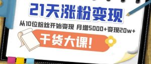 21天精准涨粉变现干货大课：从10位粉丝开始变现月增5000+变现20w+-易得个人分享