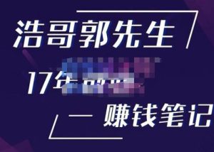 浩哥郭先生17年创业赚米笔记，打开你对很多东西的认知，让你知道原来赚钱或创业不单单是发力就行-易得个人分享