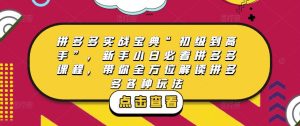 拼多多实战宝典“初级到高手”，新手小白必看拼多多课程，带你全方位解读拼多多各种玩法-易得个人分享