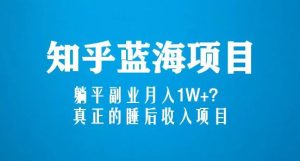 知乎蓝海玩法，躺平副业月入1W+，真正的睡后收入项目（6节视频课）-易得个人分享
