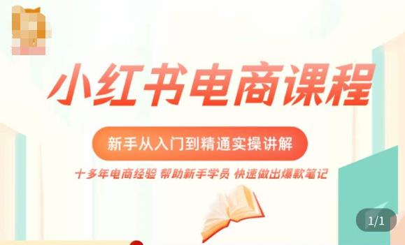 小红书电商新手入门到精通实操课，从入门到精通做爆款笔记，开店运营-易得个人分享