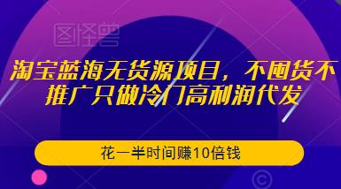 淘宝蓝海无货源项目，不囤货不推广只做冷门高利润代发，花一半时间赚10倍钱-易得个人分享