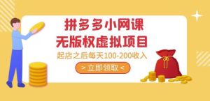 黄岛主·拼多多小网课无版权虚拟项目分享课：起店之后每天100-200收入-易得个人分享