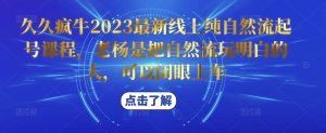 久久疯牛2023最新线上纯自然流起号课程，老杨是把自然流玩明白的人，可以闭眼上车-易得个人分享
