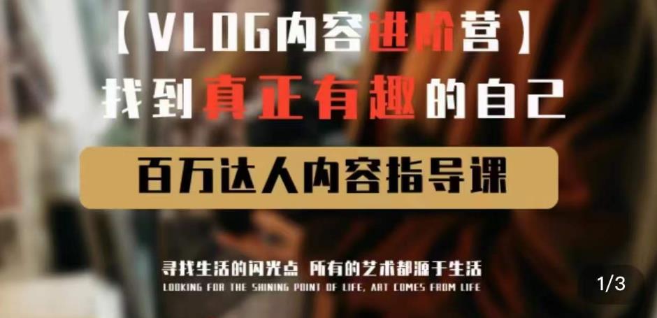 vlog内容进阶营，找到真正有趣的自己，百万达人内容指导课-易得个人分享