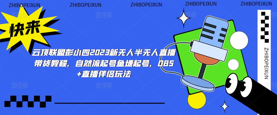 云顶联盟彭小四2023新无人半无人直播带货教程，自然流起号鱼塘起号，OBS+直播伴侣玩法-易得个人分享