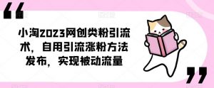 小淘2023网创类粉引流术,自用引流涨粉方法发布,实现被动流量-易得个人分享