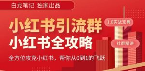 【白龙笔记】价值980元的《小红书运营和引流课》，日引100高质量粉-易得个人分享