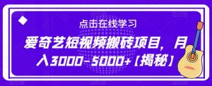 爱奇艺短视频搬砖项目，月入3000-5000+【揭秘】-易得个人分享