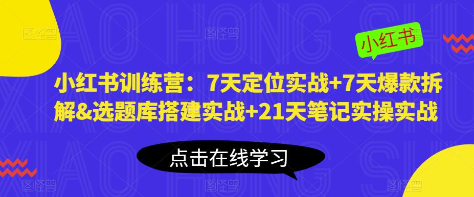 小红书训练营：7天定位实战+7天爆款拆解&选题库搭建实战+21天笔记实操实战-易得个人分享