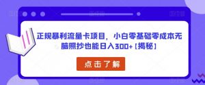 正规暴利流量卡项目，小白零基础零成本无脑照抄也能日入300+【揭秘】-易得个人分享