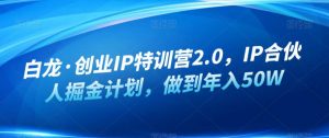 白龙·创业IP特训营2.0，IP合伙人掘金计划，做到年入50W-易得个人分享