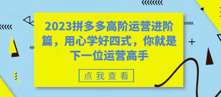 2023拼多多高阶运营进阶篇，用心学好四式，你就是下一位运营高手-易得个人分享