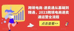 跨境电商-速卖通从基础到精通，2023跨境电商速卖通运营全流程-易得个人分享