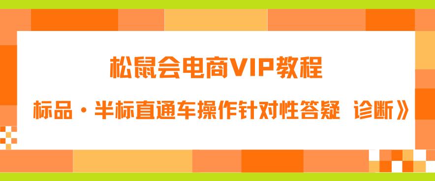 松鼠会电商VIP教程：松鼠《付费推广标品·半标直通车操作针对性答疑&诊断》-易得个人分享
