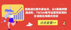 路路通社群年度会员，从0基础到精通进阶，TikTok账号运营到变现的全流程出海模式培训-易得个人分享