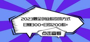 2023最全创业粉引流方式日赚300+日引粉200+【揭秘】-易得个人分享