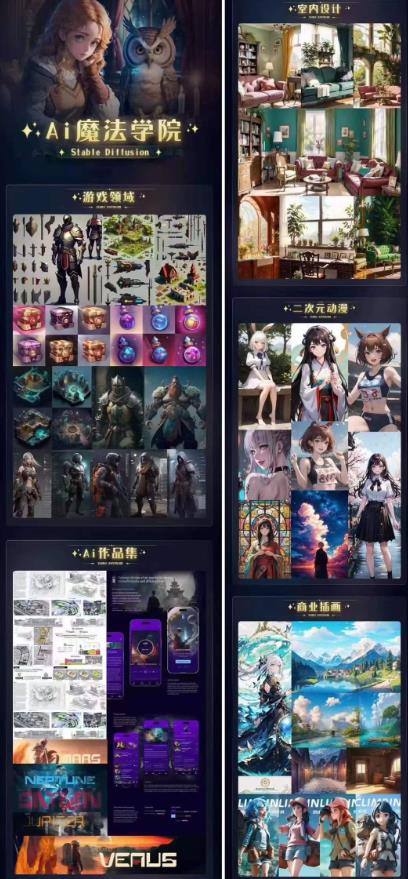 Ai魔法绘画 Stable Diffusion专业课高效辅助Ui/运营作品集0到精通系统课-易得个人分享