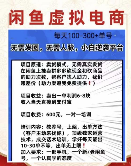 外边收费600多的闲鱼新玩法虚似电商之拼多多助力项目，单号100-300元-易得个人分享