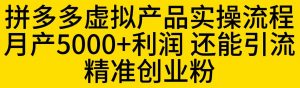 拼多多虚拟产品实操流程，月产5000+利润，还能引流精准创业粉【揭秘】-易得个人分享