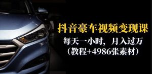 抖音豪车视频变现分享课：每天一小时，月入过万（教程+4986张素材）-易得个人分享