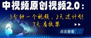 中视频原创视频2.0：3分钟一个视频，2天过计划，7天看效果【揭秘】-易得个人分享