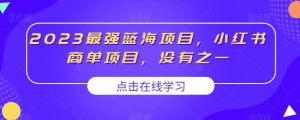 2023最强蓝海项目，小红书商单项目，没有之一【揭秘】-易得个人分享